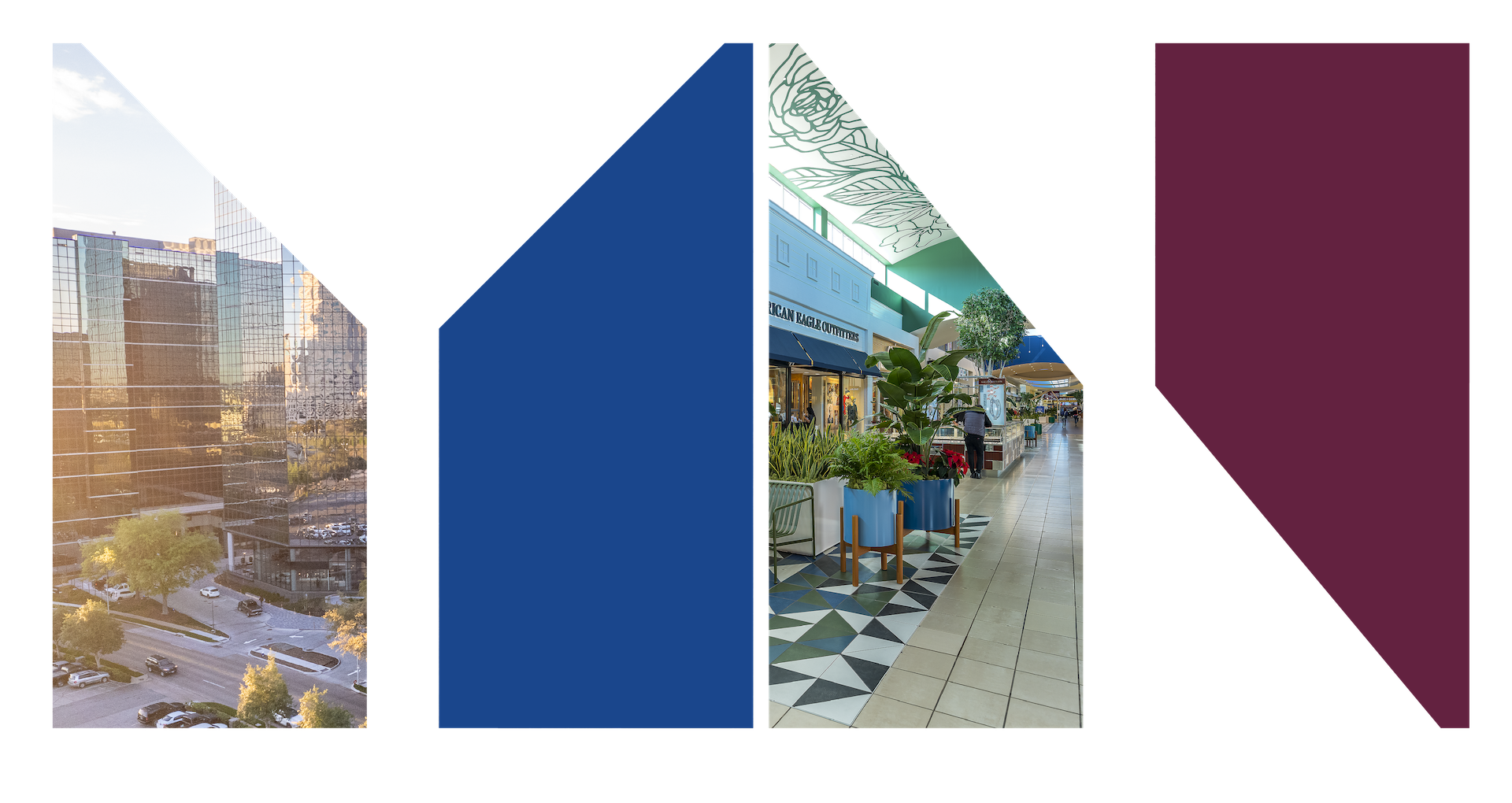 MetroNational chevron graphic filled with photographs of its developments