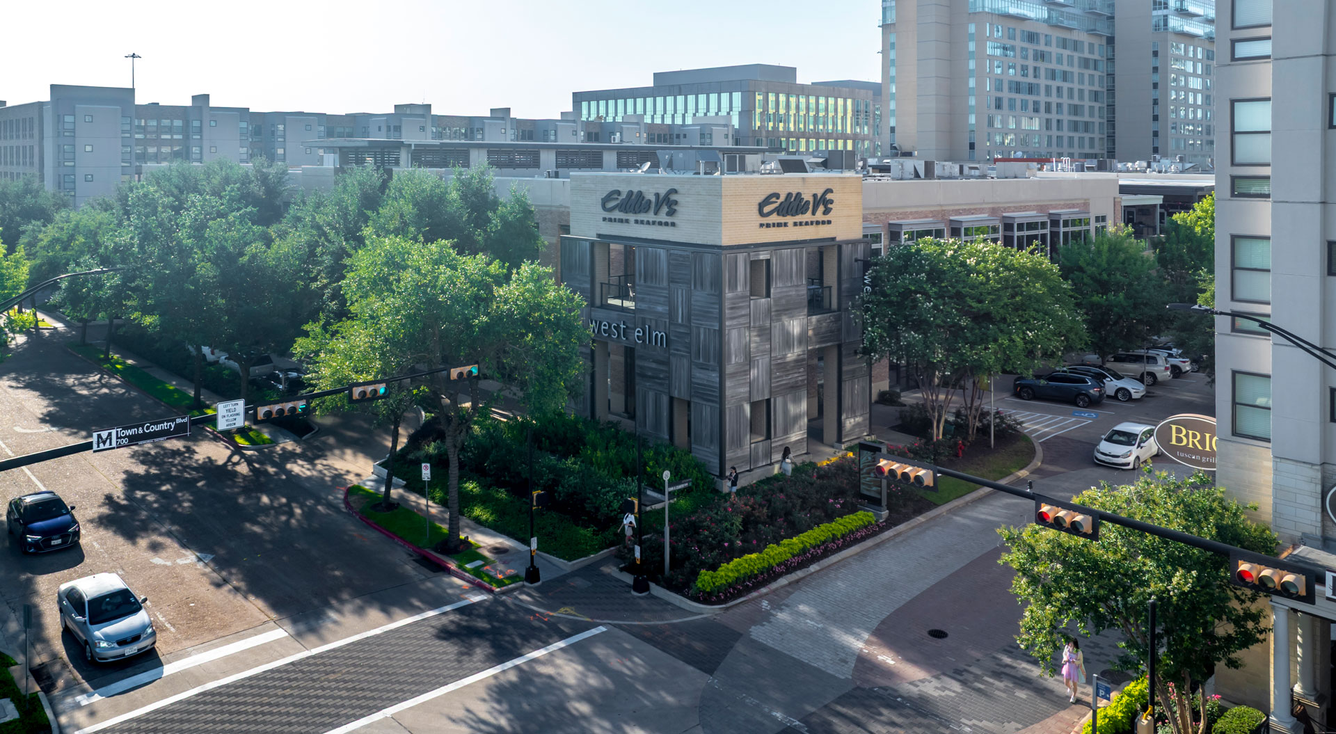 Elevated view of Ciro’s Italian Grill and the surrounding streetscape at CityCentre
